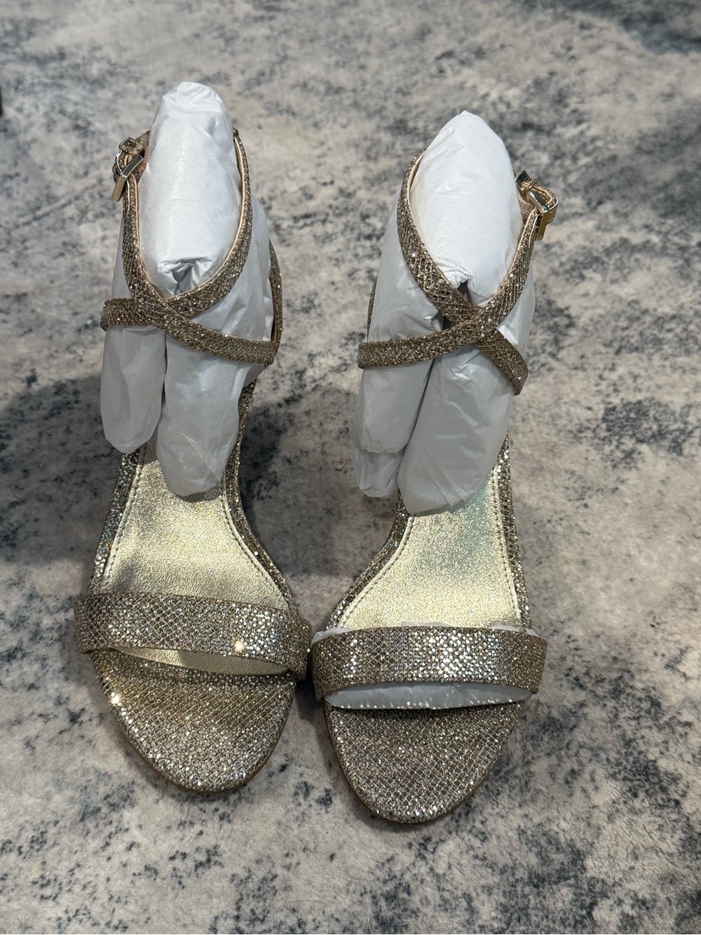 Michael Kors Ava Mid Sandal Glitter Mesh